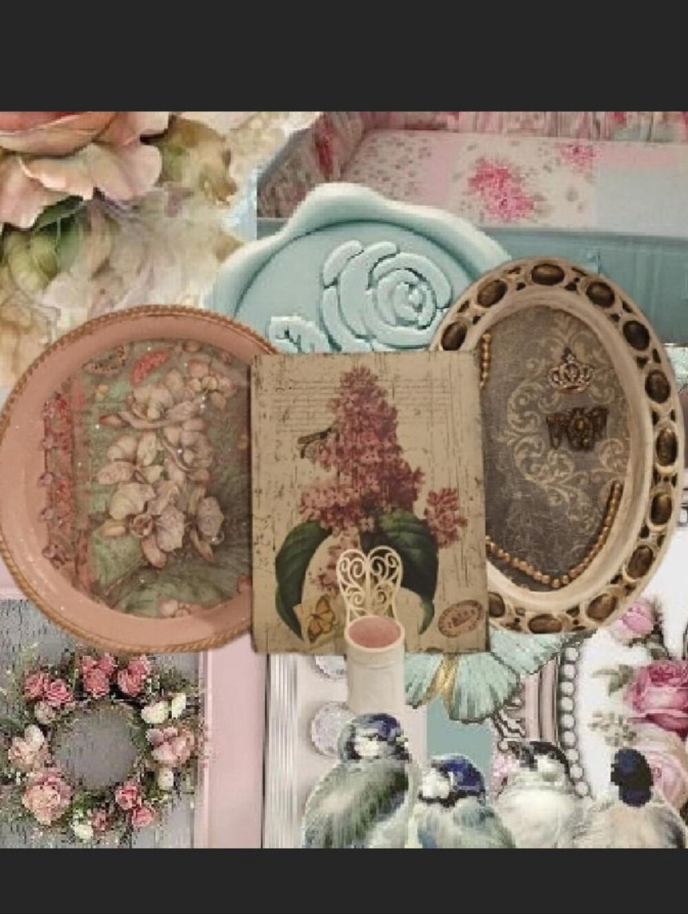 4pc VTG Shabby Chic Home Decor Lot